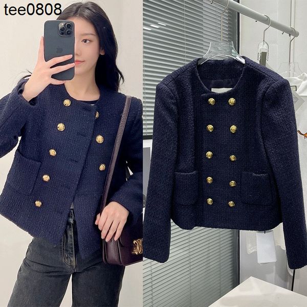 2022 spring and summer new celinss jacket family celebrity small fragrance navy blue double breasted gold button wool tweed short coat, Black;brown
2022 spring and summer new celinss jacket family celebrity small fragrance navy blue double breasted gold button wool tweed short coat, Black;brown