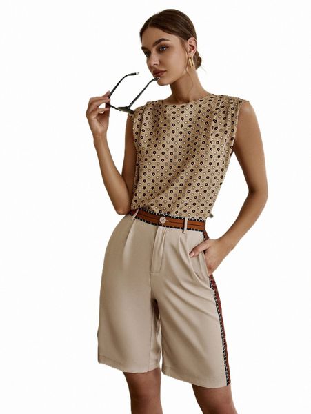two piece dress sollinarry geo print plicated detail & contrast side seam bermuda shorts z36f#, White
two piece dress sollinarry geo print plicated detail & contrast side seam bermuda shorts z36f#, White
