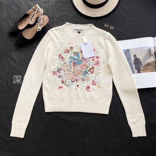 women's knits & tees designer nanyou d's 2022 autumn and winter new product sweet zoo heavy industry embroidery cashmere wool blen, White
women's knits & tees designer nanyou d's 2022 autumn and winter new product sweet zoo heavy industry embroidery cashmere wool blen, White