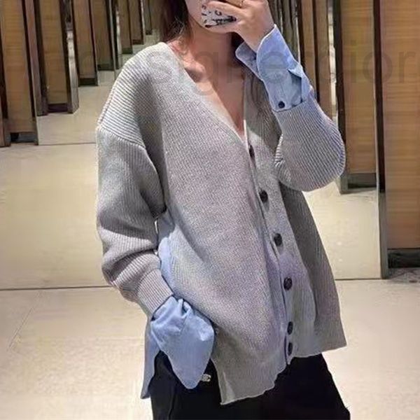 women's sweaters designer french single aw cotton splicing shirt contrast cardigan pullover long sleeve silhouette loose solid color mq, White;black
women's sweaters designer french single aw cotton splicing shirt contrast cardigan pullover long sleeve silhouette loose solid color mq, White;black