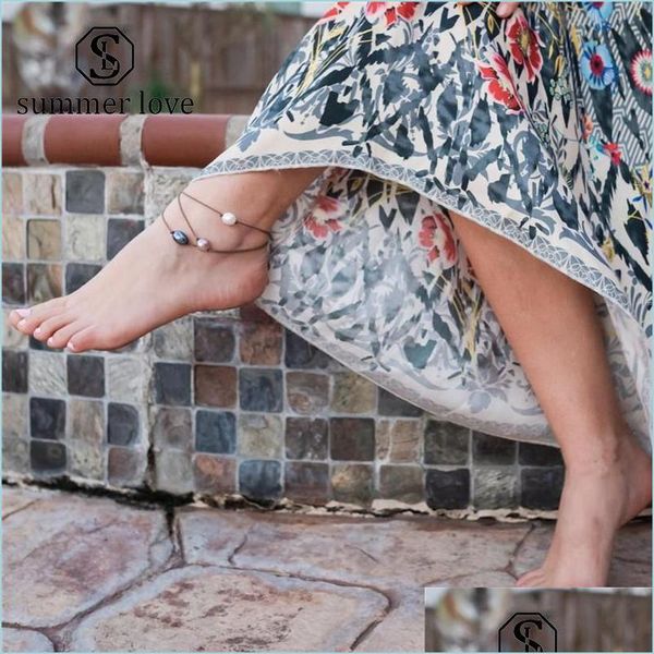 anklets fashion black white pearl pendant anklet for women bohemian handmade woven wax rope mtilayer anklets adjusta mjfashion dhsdu, Red;blue
anklets fashion black white pearl pendant anklet for women bohemian handmade woven wax rope mtilayer anklets adjusta mjfashion dhsdu, Red;blue