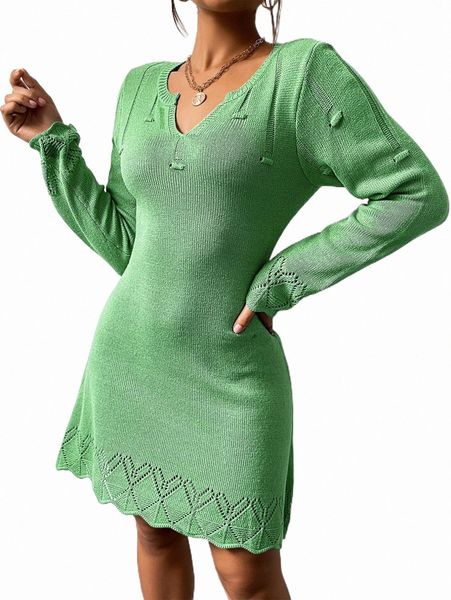 women's sweaters pointelle knit notched neck sweater dress 834g#, White;black
women's sweaters pointelle knit notched neck sweater dress 834g#, White;black