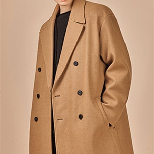 men's wool blends cashmere overcoat men's middle and long woolen cloth korean double row button winter thickened coat british twee, Black
men's wool blends cashmere overcoat men's middle and long woolen cloth korean double row button winter thickened coat british twee, Black