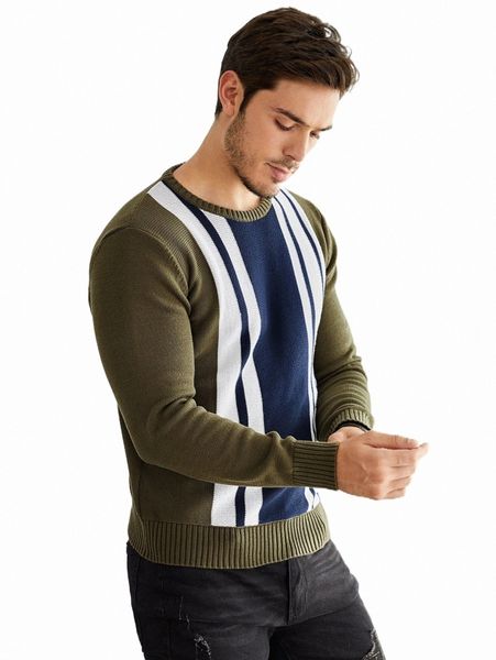 men's sweaters men striped pattern colorblock sweater g1l6#, White;black 
men's sweaters men striped pattern colorblock sweater g1l6#, White;black