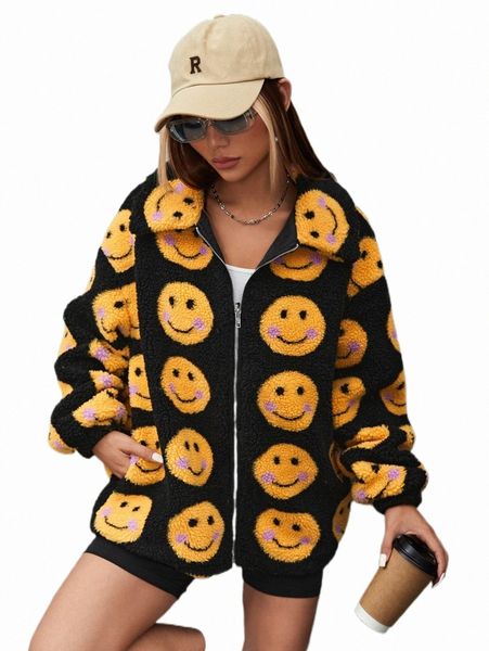 women's jackets expression pattern drop shoulder shearling jacket d1gx#, Black;brown
women's jackets expression pattern drop shoulder shearling jacket d1gx#, Black;brown