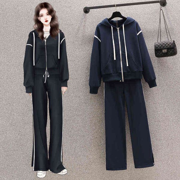women's two piece pants tracksuit 2022 autumn casual women sweatshirt loose long sleeves zipper hoodie jacket striped wide leg pants tw, White
women's two piece pants tracksuit 2022 autumn casual women sweatshirt loose long sleeves zipper hoodie jacket striped wide leg pants tw, White