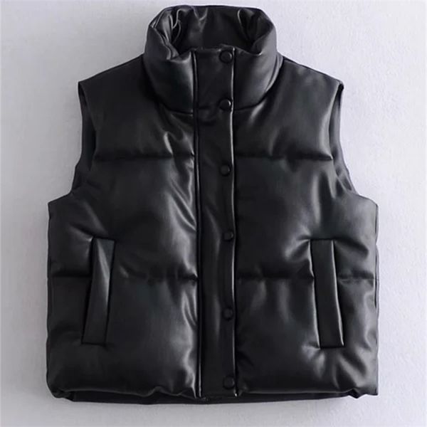 women's vests womens puffy vest down vest black pu leather vest woman jacket coat autumn winter outwear sleeveless jacket 220905, Black;white
women's vests womens puffy vest down vest black pu leather vest woman jacket coat autumn winter outwear sleeveless jacket 220905, Black;white