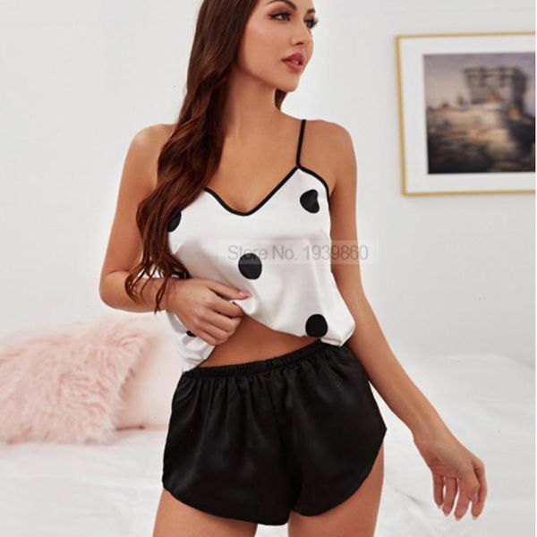 women outfits sleepwear summer polka dot nightgown printed pajamas with shorts 2, Black;red
women outfits sleepwear summer polka dot nightgown printed pajamas with shorts 2, Black;red