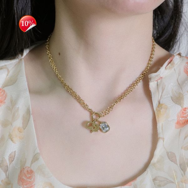 luxury design women's necklace titanium steel 18k gold d square diamond five pointed star letter multi pendant double layer female fren, Silver
luxury design women's necklace titanium steel 18k gold d square diamond five pointed star letter multi pendant double layer female fren, Silver