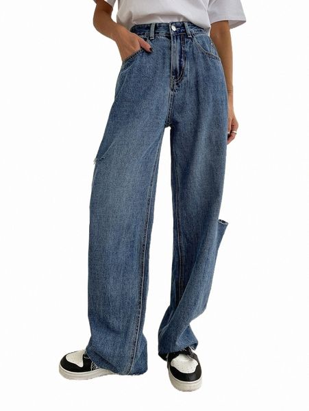 women's jeans dazy high waist ripped raw trim straight leg jeans y8mm#, Blue
women's jeans dazy high waist ripped raw trim straight leg jeans y8mm#, Blue