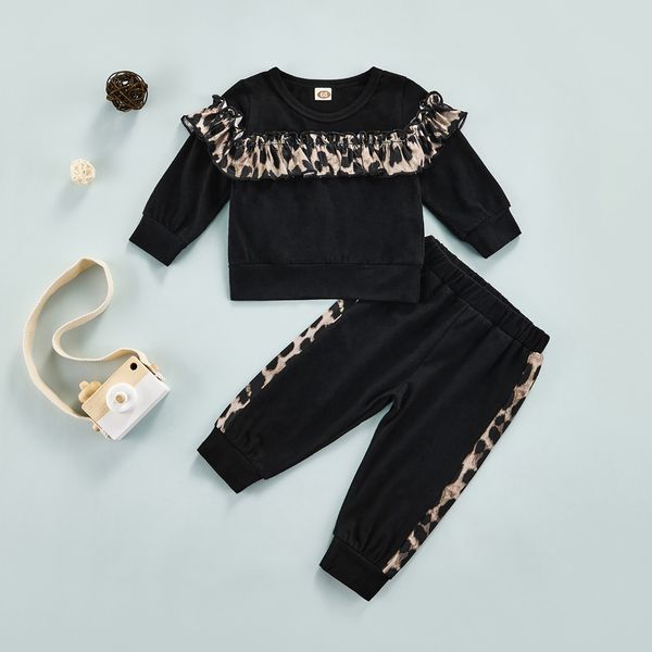 clothing sets 2pcs baby girls autumn clothes tracksuits leopard ruffle long sleeve pullover sweatsuits pants casual toddler outfits 0 24m 22, White