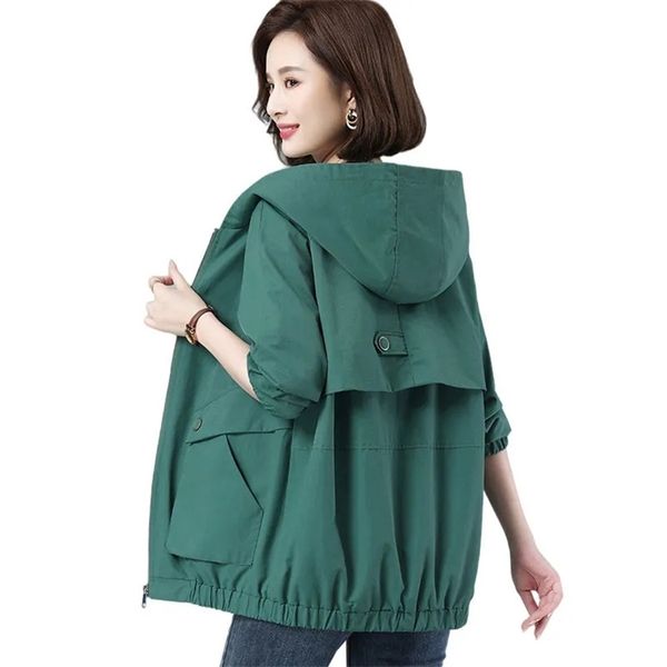 women s jackets women spring autumn windbreaker korean fashion middle aged mother casual hooded short coat female 220905, Black;brown
women s jackets women spring autumn windbreaker korean fashion middle aged mother casual hooded short coat female 220905, Black;brown