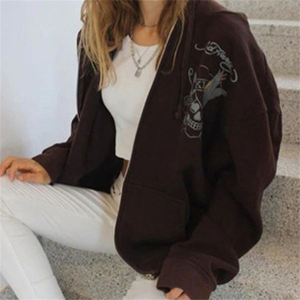 womens y2k skull print brown sweatshirt women hooded long sleeve zippper up sweatshirts goth vintage casual loose hoodies 220905, Black
womens y2k skull print brown sweatshirt women hooded long sleeve zippper up sweatshirts goth vintage casual loose hoodies 220905, Black