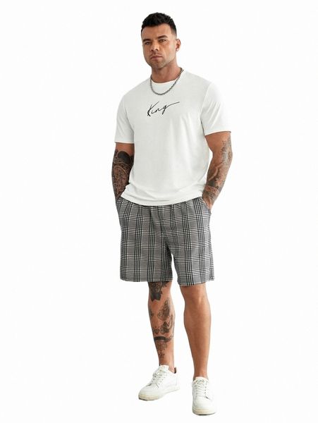 men's tracksuits extended sizes men letter graphic tee & plaid shorts i4y9#, Gray
men's tracksuits extended sizes men letter graphic tee & plaid shorts i4y9#, Gray