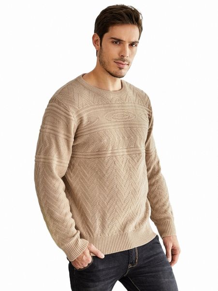 men's sweaters men round neck textured knit sweater i2ev#, White;black