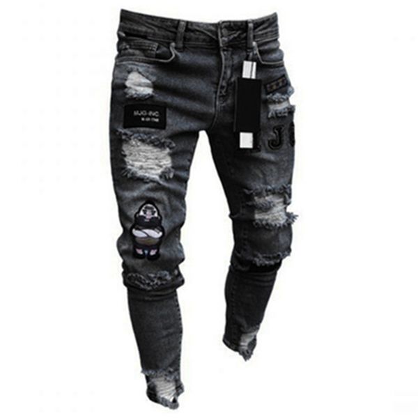men's jeans men stretchy ripped skinny biker embroidery cartoon print jeans destroyed hole slim fit denim hip hop black jeans 220905, Blue
men's jeans men stretchy ripped skinny biker embroidery cartoon print jeans destroyed hole slim fit denim hip hop black jeans 220905, Blue