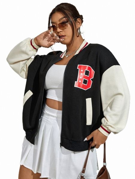 plus size outerwear & coats plus letter print drop shoulder bomber jacket j9t0#, Black
plus size outerwear & coats plus letter print drop shoulder bomber jacket j9t0#, Black