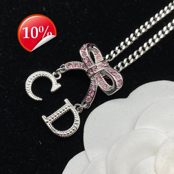 luxury design women's necklace d family high version full diamond cd letter bow light fashion pendant, Silver
luxury design women's necklace d family high version full diamond cd letter bow light fashion pendant, Silver