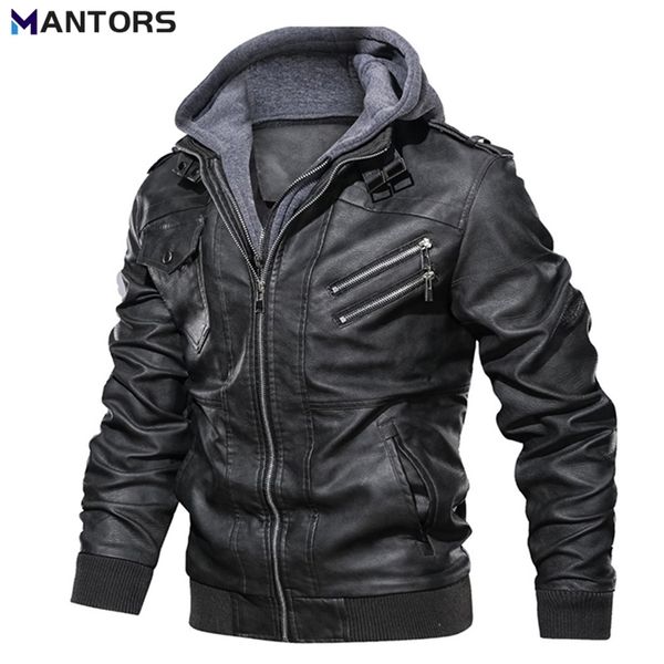 men's leather faux mantors motorcycle jacket men casual detachable hat streetwear pu coat autumn winter mens 220905, Black
men's leather faux mantors motorcycle jacket men casual detachable hat streetwear pu coat autumn winter mens 220905, Black