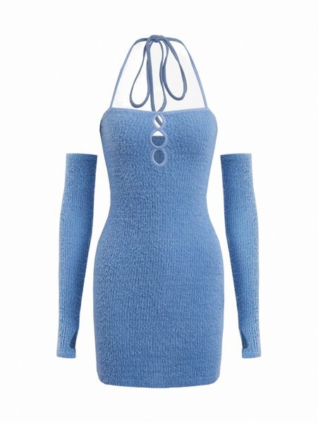 casual dresses cut out tie backless halter bodycon dress with arm sleeves 021k#, Black;gray
casual dresses cut out tie backless halter bodycon dress with arm sleeves 021k#, Black;gray