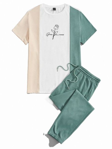 men's tracksuits men floral print colorblock tee & sweatpants set j7oa#, Gray
men's tracksuits men floral print colorblock tee & sweatpants set j7oa#, Gray