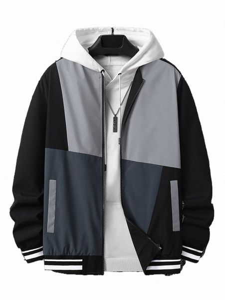 men's jackets men colorblock striped trim zipper bomber jacket without hoodie l3lt#, Black;brown
men's jackets men colorblock striped trim zipper bomber jacket without hoodie l3lt#, Black;brown