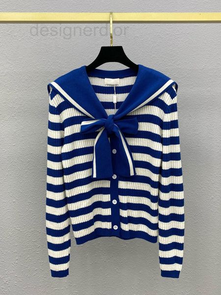 women's sweaters designer navy collar blue and white stripe long sleeve knitted cardigan bow tie versatile age reducing coat women', White;black
women's sweaters designer navy collar blue and white stripe long sleeve knitted cardigan bow tie versatile age reducing coat women', White;black