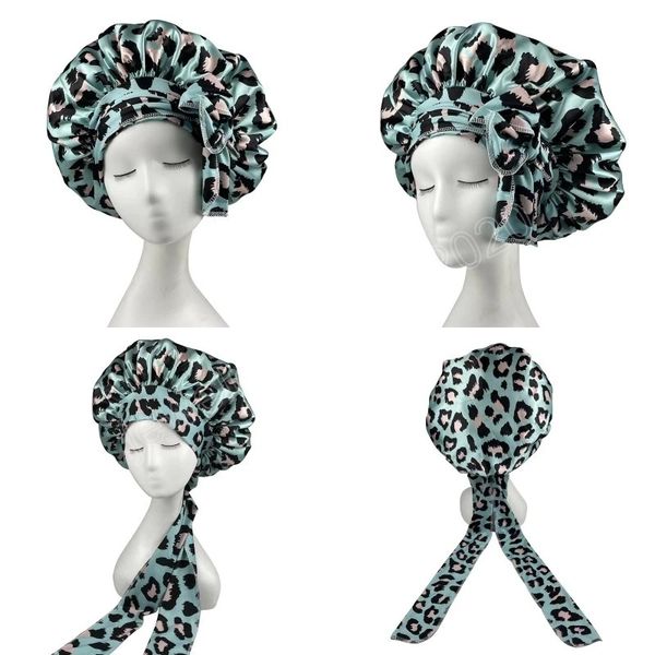 long ribbon satin leopard print night cap womens large hair care beauty sleep hats fashion lace up bow femme elastic bonnet, Blue;gray
long ribbon satin leopard print night cap womens large hair care beauty sleep hats fashion lace up bow femme elastic bonnet, Blue;gray