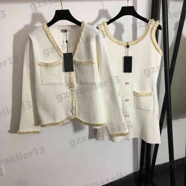 womens two pieces dress cnl two-piece sets fashion brand v-neck knit cardigan jacket and slip dress suit designer women clothing, White
womens two pieces dress cnl two-piece sets fashion brand v-neck knit cardigan jacket and slip dress suit designer women clothing, White