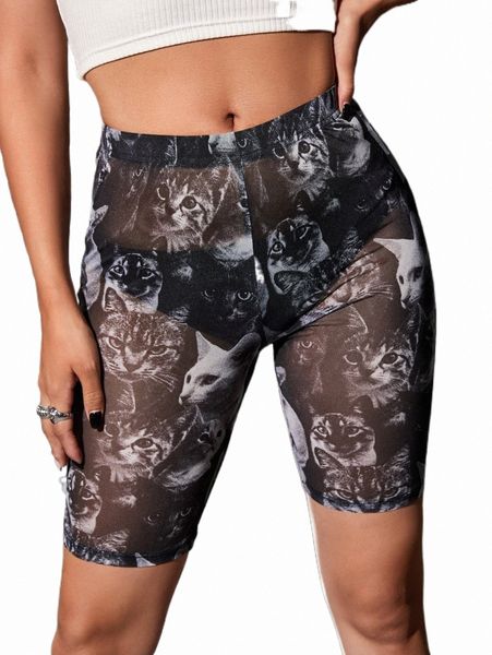 women's shorts figure & moon print mesh biker shorts without panty s0ce#, White;black
women's shorts figure & moon print mesh biker shorts without panty s0ce#, White;black