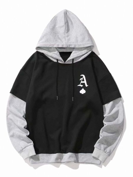 men's hoodies & sweatshirts extended sizes men playing card print drawstring 2 in 1 hoodie 9303#, Black
men's hoodies & sweatshirts extended sizes men playing card print drawstring 2 in 1 hoodie 9303#, Black
