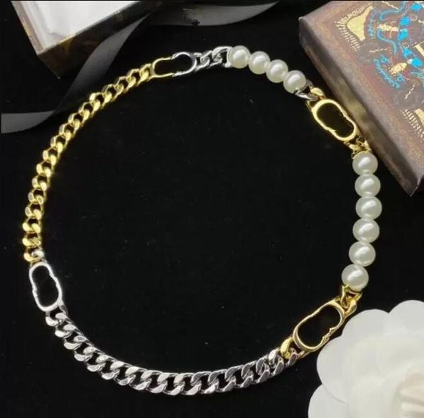 letter pendant necklaces two-color metal stitching pearl necklace clavicle chains neck chain, Silver
letter pendant necklaces two-color metal stitching pearl necklace clavicle chains neck chain, Silver