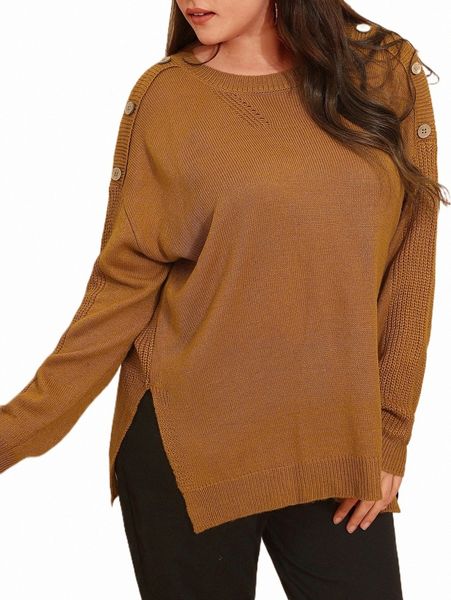 plus size t-shirt emery rose plus button detail split hem drop shoulder sweater o3ea#, Black
plus size t-shirt emery rose plus button detail split hem drop shoulder sweater o3ea#, Black