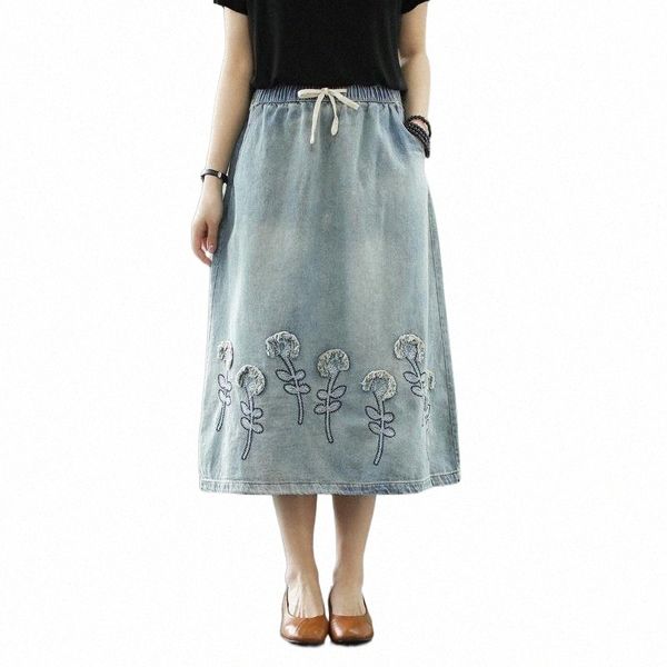 skirts summer denim midi skirt retro style elastic high waist embroidered drawstring all-match loose washed jeans skirts t9og#, Black
skirts summer denim midi skirt retro style elastic high waist embroidered drawstring all-match loose washed jeans skirts t9og#, Black