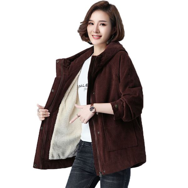 women s jackets corduroy fashion winter velvet thicken warm coat windbreaker female casual loose outcoat 220905, Black;brown
women s jackets corduroy fashion winter velvet thicken warm coat windbreaker female casual loose outcoat 220905, Black;brown