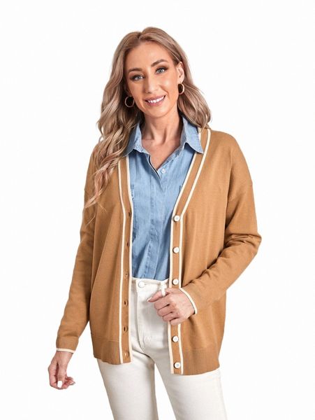 women's sweaters emery rose striped trim drop shoulder cardigan b46d#, White;black
women's sweaters emery rose striped trim drop shoulder cardigan b46d#, White;black