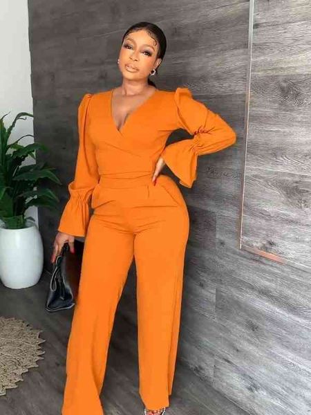 women's two piece pants autumn two piece set african women fashion office ladies v-neck flare sleeve lace-up straight pants two piece s, White
women's two piece pants autumn two piece set african women fashion office ladies v-neck flare sleeve lace-up straight pants two piece s, White