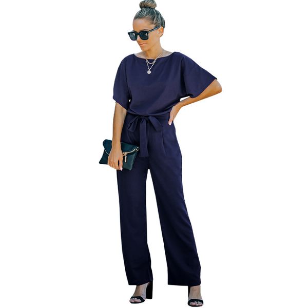 european and american women's dress jumpsuits 2022 autumn solid color round neck short sleeves high waist cross border wide leg trouser, Black;white
european and american women's dress jumpsuits 2022 autumn solid color round neck short sleeves high waist cross border wide leg trouser, Black;white