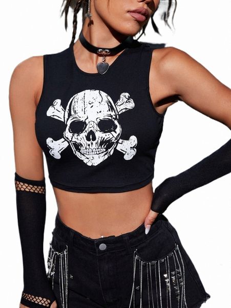 women's tanks & camis skull print crop tank without sleeve 955s#, White
women's tanks & camis skull print crop tank without sleeve 955s#, White