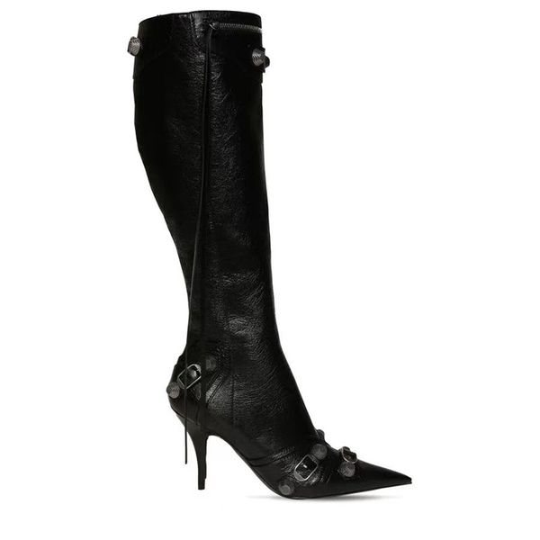 evening bags boots cagole designer woman winter black knee-high boot stud buckle embellished pointed toe stiletto heel real
evening bags boots cagole designer woman winter black knee-high boot stud buckle embellished pointed toe stiletto heel real