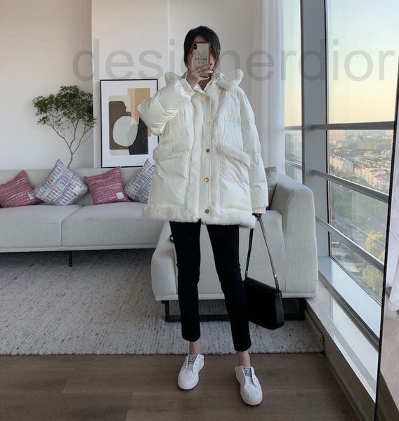 women's down & parkas designer autumn and winter 2021 wool collar splicing loose hooded down jacket white temperament stand 8r9c, Black
women's down & parkas designer autumn and winter 2021 wool collar splicing loose hooded down jacket white temperament stand 8r9c, Black