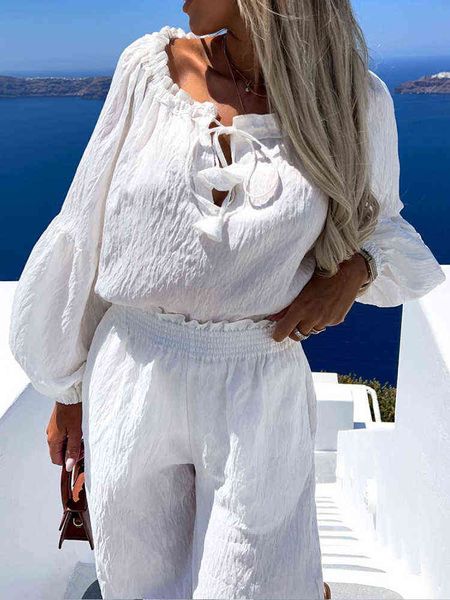 women's two piece pants fashion ruffled pleated solid two piece sets women chic o-neck long pants casual suit spring elegant cotton lin, White
women's two piece pants fashion ruffled pleated solid two piece sets women chic o-neck long pants casual suit spring elegant cotton lin, White
