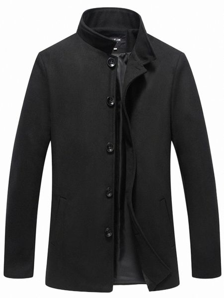 men's down & parkas men single breasted tweed overcoat w67j#, Black