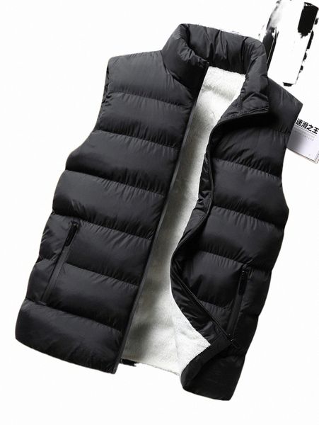 

men's down & parkas men zip pocket teddy lined vest puffer coat l1re#, Black