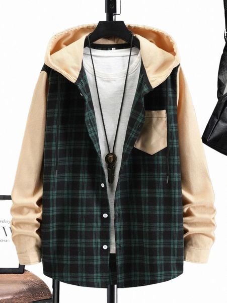 men's jackets men plaid print colorblock hooded corduroy coat without tee 57oc#, Black;brown
men's jackets men plaid print colorblock hooded corduroy coat without tee 57oc#, Black;brown