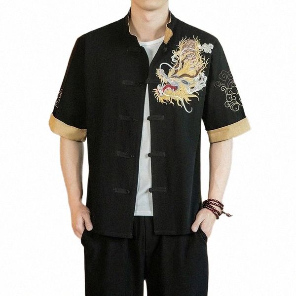 ethnic clothing ethnic clothing embroidery dragon men hanfu chinese style tang shirt short sleeve suit male large size -5xl p2ik#, Red 
ethnic clothing ethnic clothing embroidery dragon men hanfu chinese style tang shirt short sleeve suit male large size -5xl p2ik#, Red