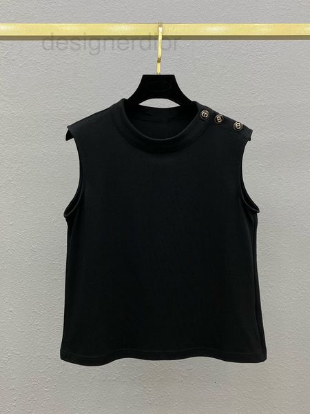 women's t-shirt designer shoulder button solid color simple round neck pullover sleeveless 2022 summer new versatile thin black cotton, White
women's t-shirt designer shoulder button solid color simple round neck pullover sleeveless 2022 summer new versatile thin black cotton, White