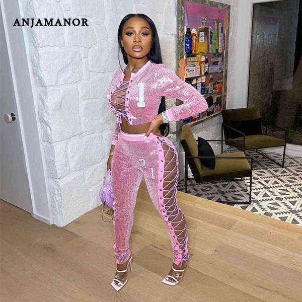 women's two piece pants anjamanor bling sequin two piece set club outfits for women cut out lace up bandage pants crop matching sets d5, White
women's two piece pants anjamanor bling sequin two piece set club outfits for women cut out lace up bandage pants crop matching sets d5, White
