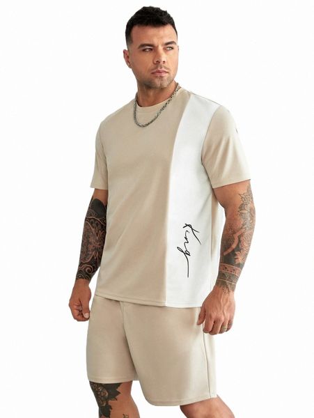men's tracksuits extended sizes men letter graphic colorblock tee & track shorts set k2zw#, Gray
men's tracksuits extended sizes men letter graphic colorblock tee & track shorts set k2zw#, Gray