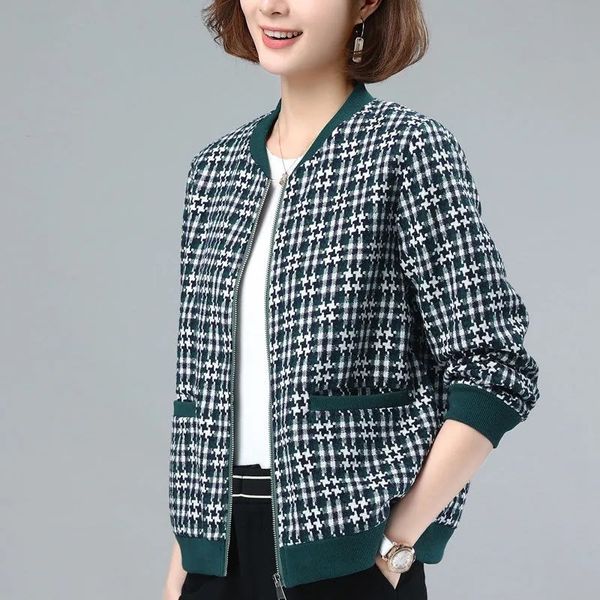 women s jackets houndstooth baseball uniform short jacket loose spring autumn long sleeve round neck casual outwear 220905, Black;brown
women s jackets houndstooth baseball uniform short jacket loose spring autumn long sleeve round neck casual outwear 220905, Black;brown